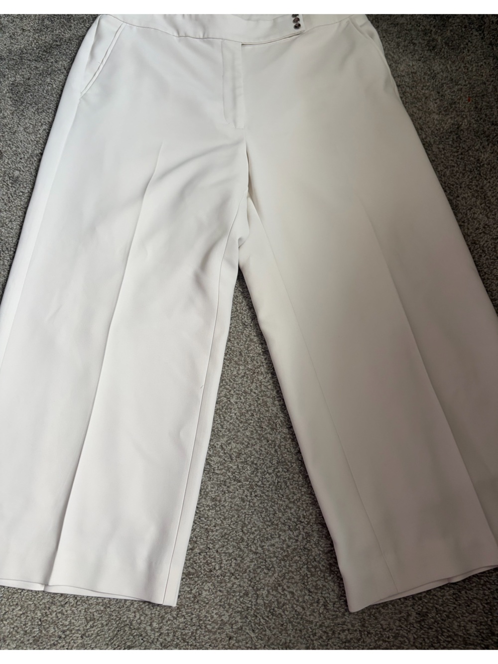 White House Black Market Cropped Wide-Leg Pants in Ivory